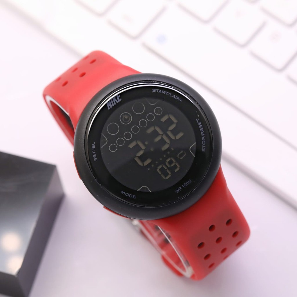 ( COD ) Jam Fashion Pria / Jam Wanita Nike Rubber Digital & Free Baterai Box