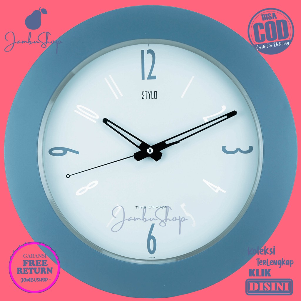 Jam Dinding Quartz Minimalis Stylo 3252T-6  Hiasan Rumah