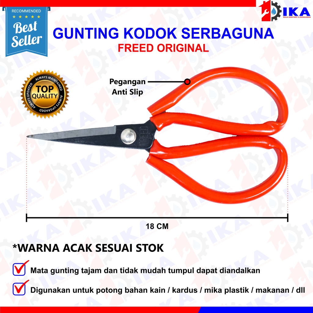 GUNTING KODOK - Gunting Potong Seng Kertas / Gunting Bahan Kain Jahit Tailor / Gunting kain / gunting kodok/ gunting merah/ gunting seng Gunting Seng Kodok Tebal l Gunting Pemotong Kertas l Kulit l Kain