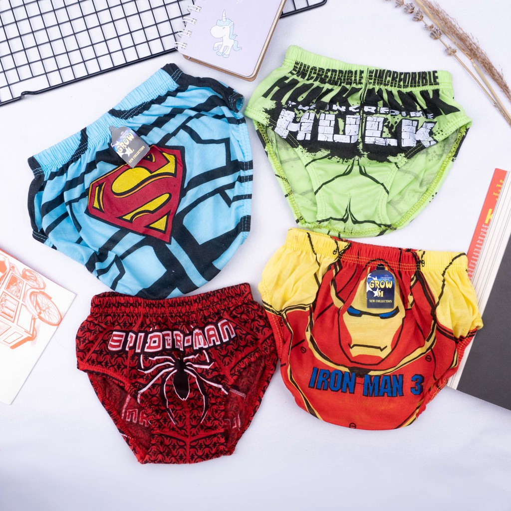 IL - Celana Dalam Anak Cowok Import | Cd Undies Anak Laki Motif Karakter Grow Superhero / Bola / Ken-Ken