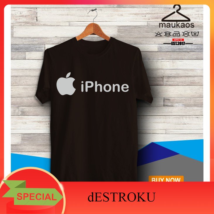 dESTROKU Kaos Baju Iphone Apple Logo Kaos Gadget