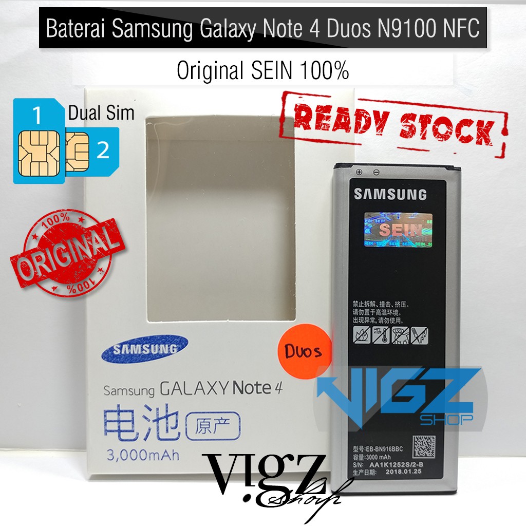 Baterai Samsung Galaxy Note 4 Duos Dual Sim N9100 NFC Original SEIN 100%