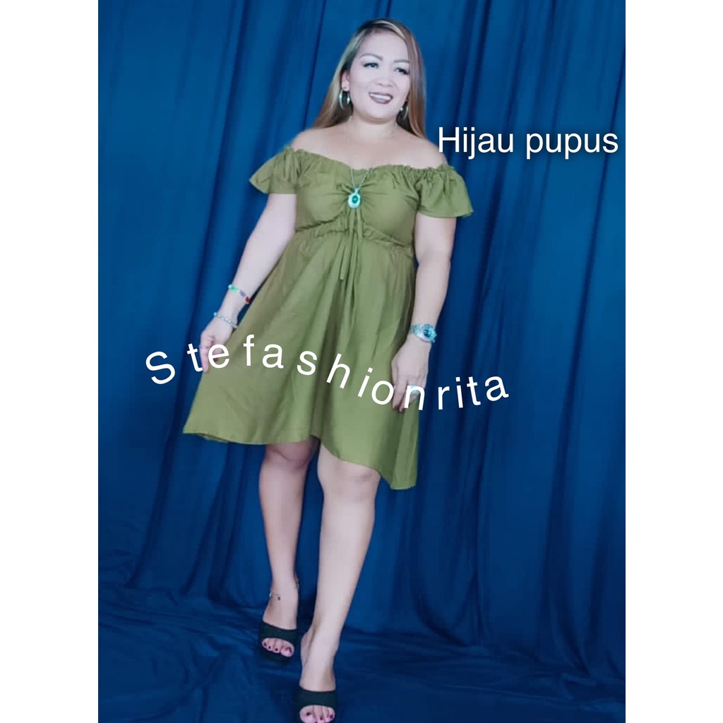 Dress Bali /.Dress Sabrina Serut / Dress Sabrina Pendek