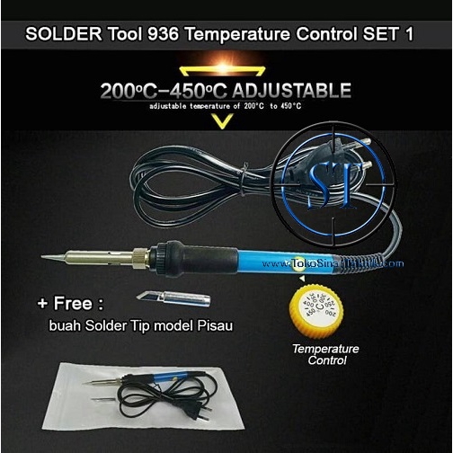 Solder Electric Setelan Suhu 60W 450 Derajat Soldering Iron Adjustable 60 watt Temperature Set Dudukan plus Mata Solder Set