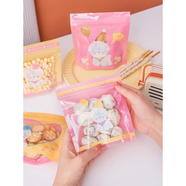 ZIPLOCK BAG MINI COOKIES PERMEN SNACK LUCU PINK PEACH UNYU ZP-M1