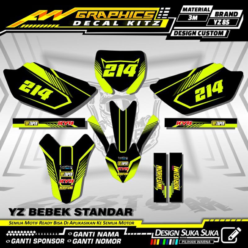 DECAL YZ 85 NEW BEBEK STANDAR - YZ 85 STABILO DESAIN CUSTOM