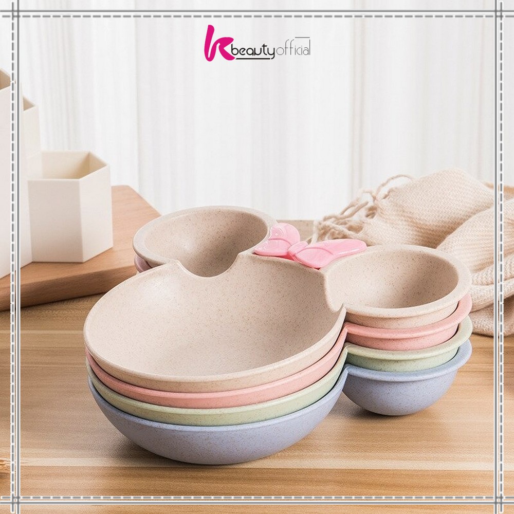 KB-C373 Piring Makan Anak Karakter Miki Set Sendok Garpu / Mangkok Makan Wheat Straw / Tempat Makan Anak Set / Mangkuk Makan Bayi Bahan Jerami Gandum-7