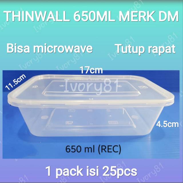 Thinwall food container 650ml / Kotak Makan Bening / Mangkok plastik / Mangkok Bening