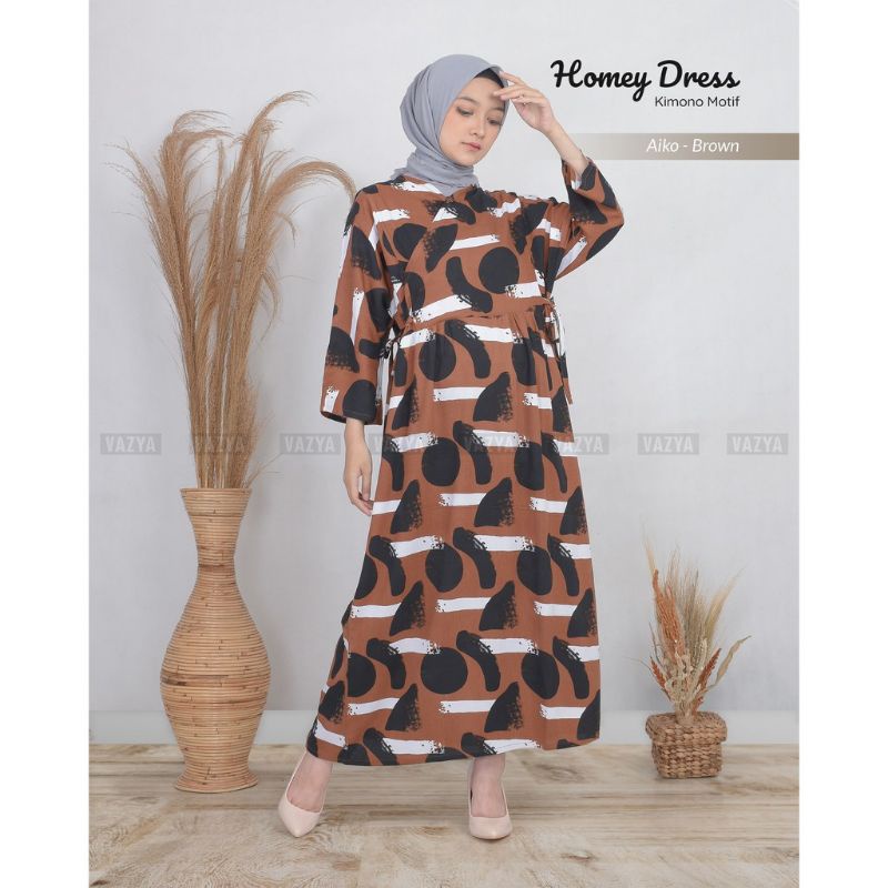 Homey Long Dress Kimono Motif