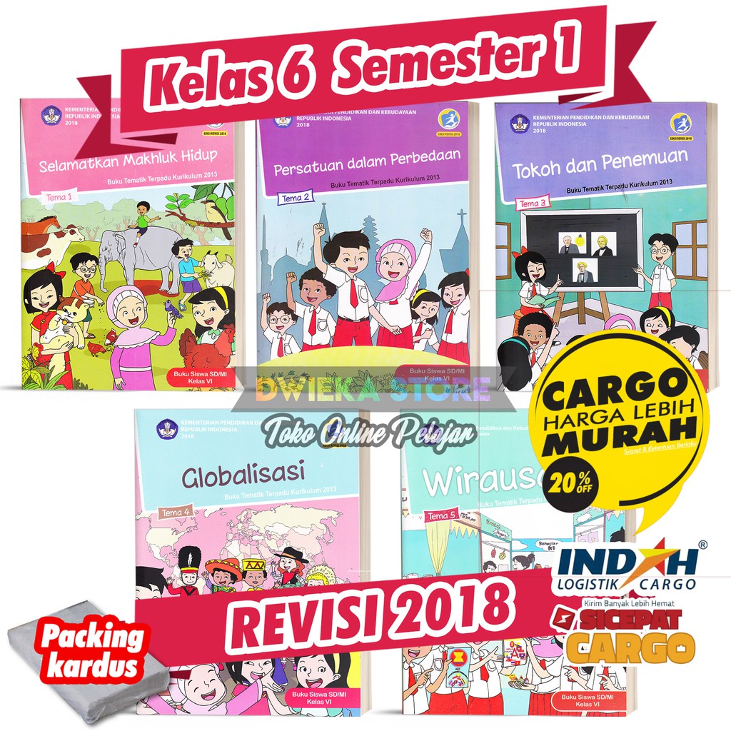 Paket Buku Tematik SD Kelas 6 Semester 1 “Tema 1 2 3 4 5” Kurikulum 2013 Revisi 2018 [CETAKAN