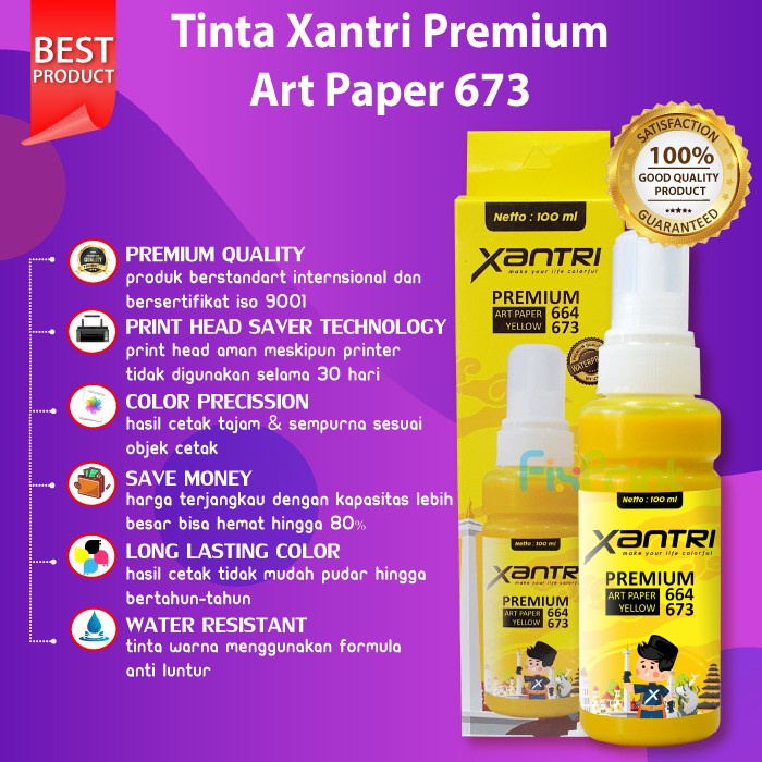 Tinta Art Paper 664 Epson Printer artpaper L100, L200, L110, L120, L210, L220, L310, L350, L355, L360, L365, L380, L380, L385, L405, L455, L460, L465, L480, L485, L550, L555, L565, L605, L650, L800, L805, L810, L850, L1300, L1800