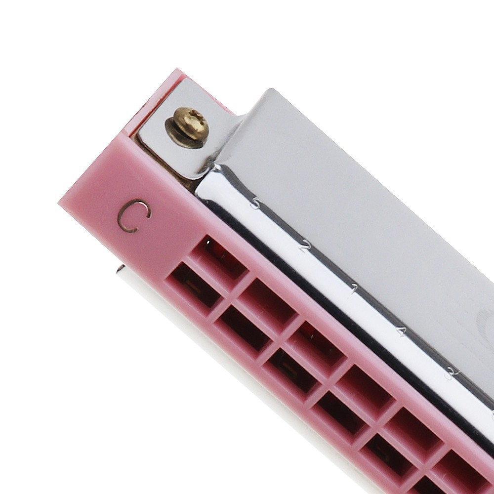 Harmonika Tremolo 24 Lubang Warna Pink