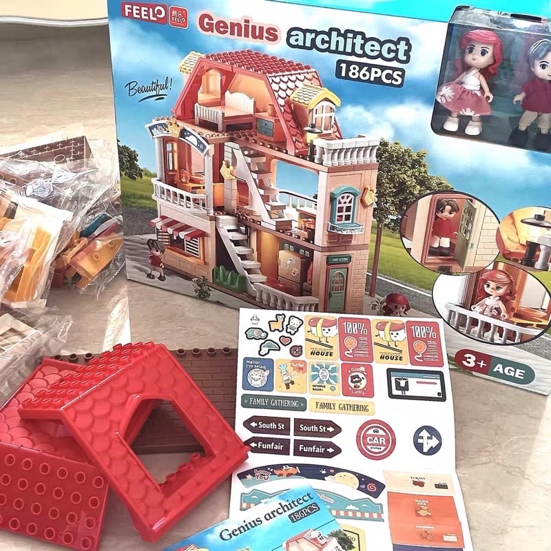 feelo building blocks genius architect villa playhouse diy dollhouse