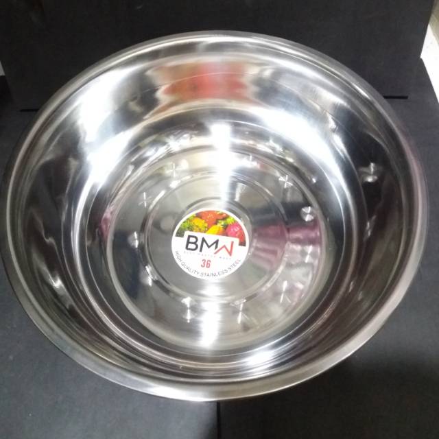Baskom Stainless Steel Tebal No 36 / Tempat Sayur / Wadah / Cekung / Besar