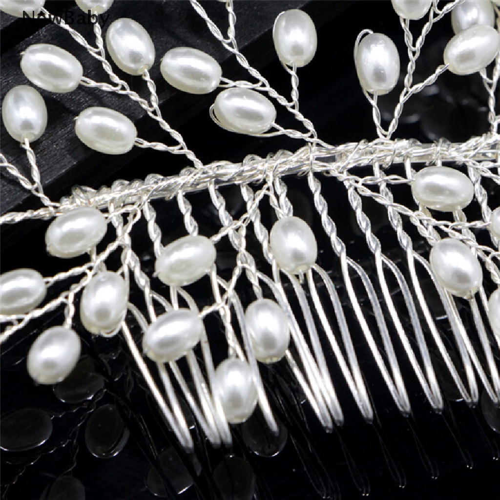 NewBaby Luxury Vintage Bride Hair Accessories Handmade Pearl Wedding Jewelry Comb ID