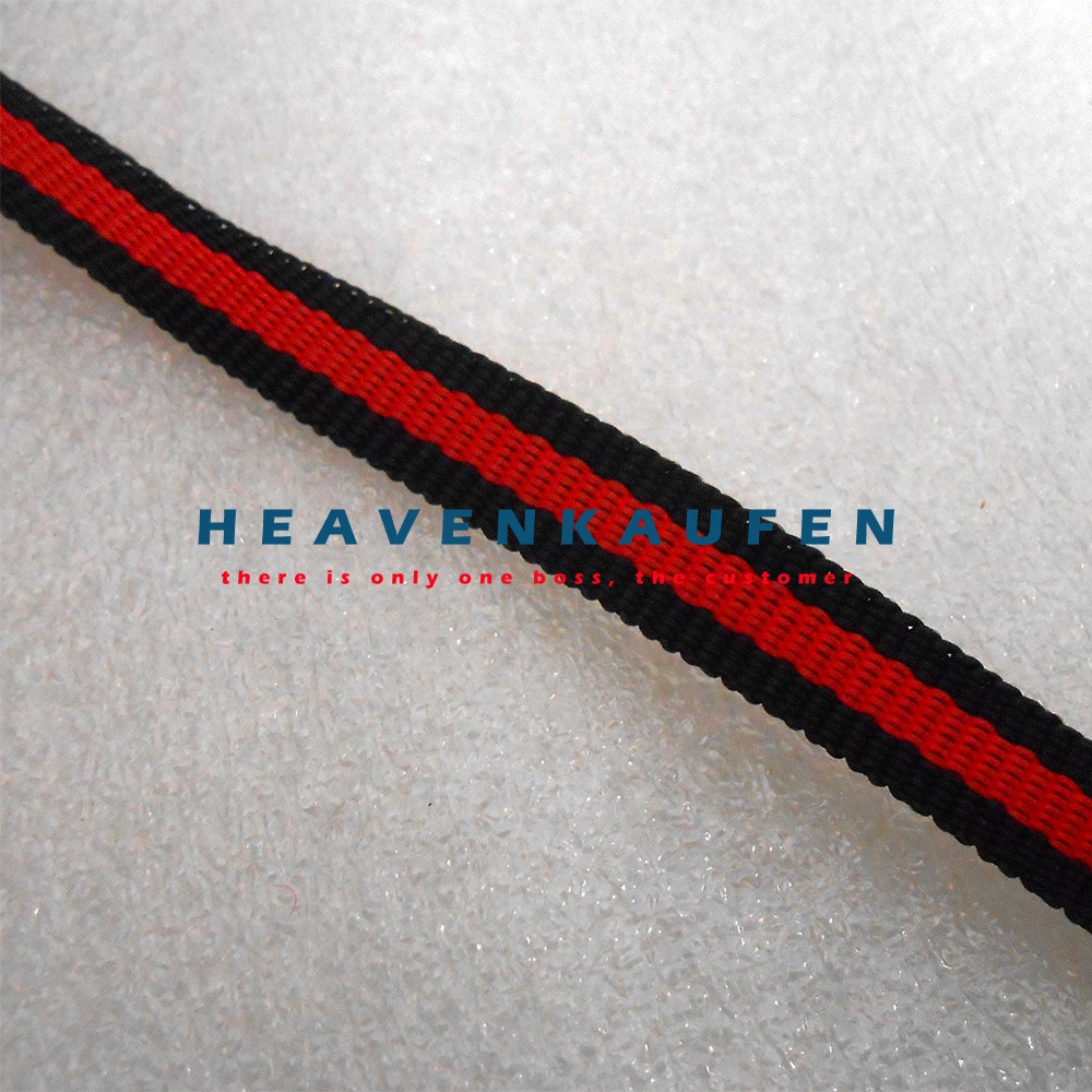 Tali Lanyard Lebar 1 cm Hitam Strip Tengah Merah Meteran