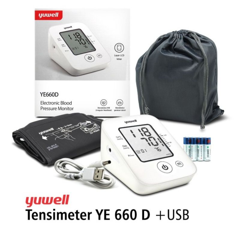 Tensimeter Digital Yuwell YE 660 D + USB Alat Ukur Tekanan Darah