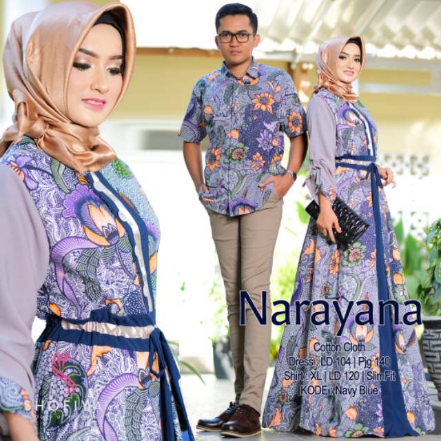 Narayana by Shofiya Original Design - Sarimbit Batik Mom Dad Adem Seragam Kondangan Simple Terlaris