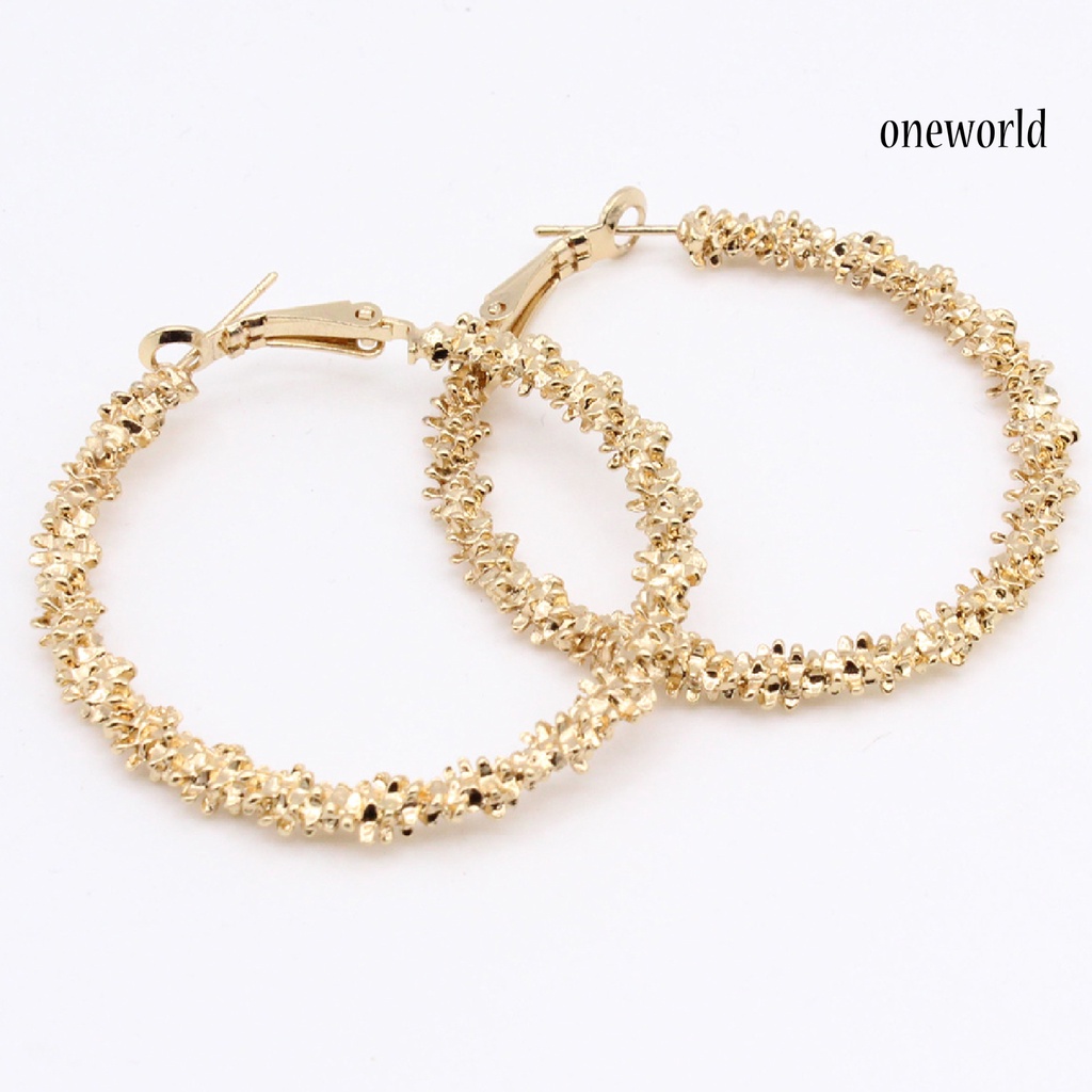 OW# 1Pair Hoop Earrings Lightweight Fashion Alloy Irregular Knotted Round Circle Hoop Earrings for Women