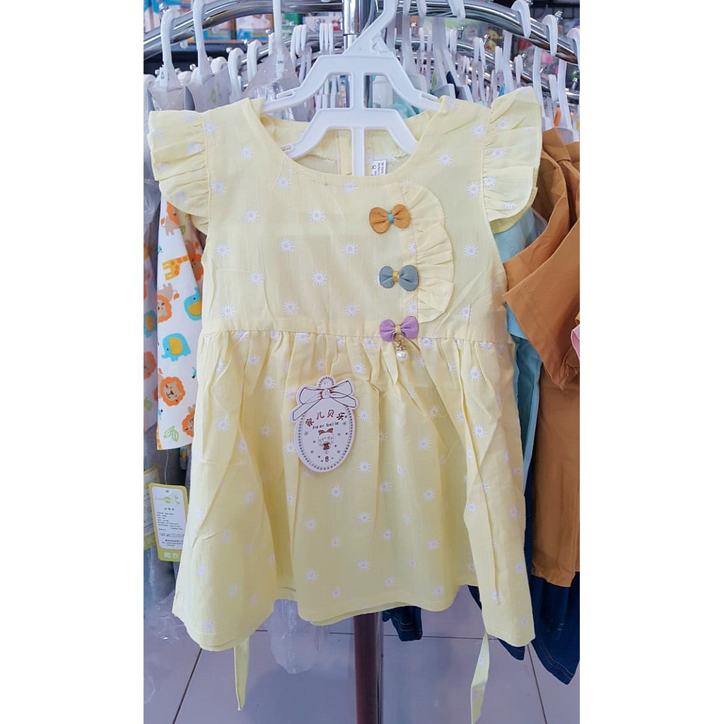 CUCI GUDANG! Dress Anak Bayi Perempuan 2Pita/3Pita Import