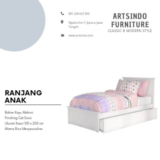Tempat Tidur Anak Sorong Kasur Single Model Minimalis