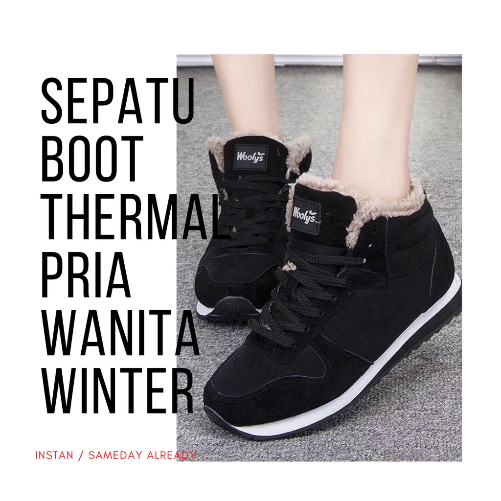 Sepatu Winter Boot Winter Bulu Pria Wanita Boots Couple Sporty Winter