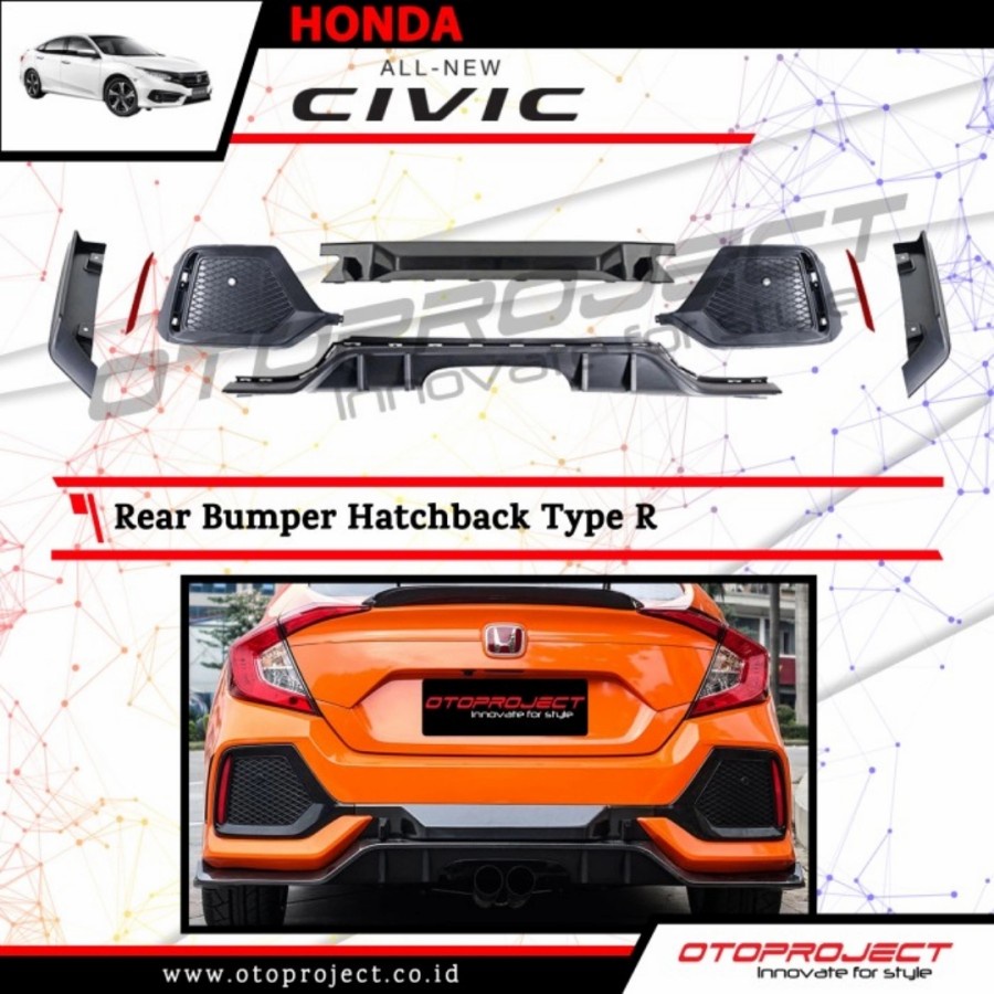 REAR BUMPER ALL NEW CIVIC 2016 UP HATCHBACK TURBO TYPE R