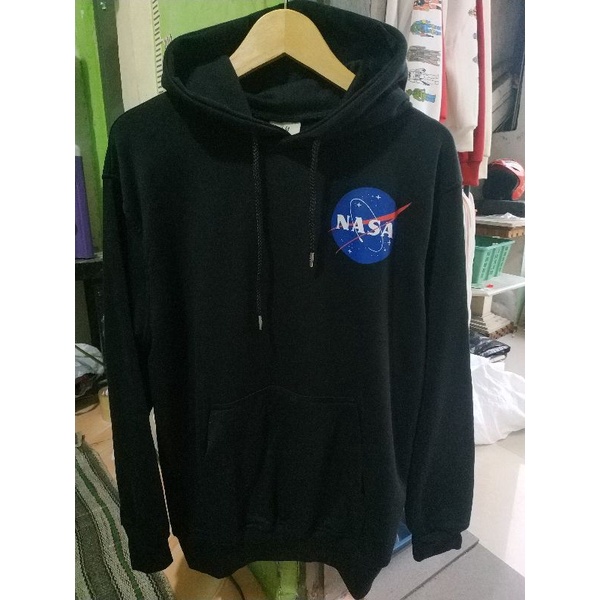 Hoodie HnM NASA World Black Grey Jaket Hitam Free Paper Bag
