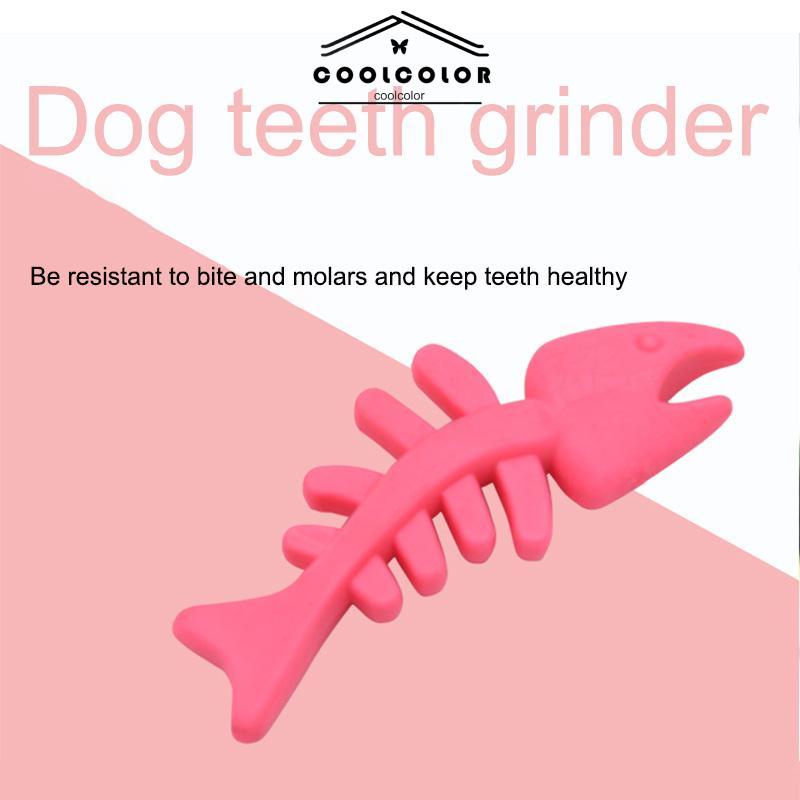 CODBentuk Tulang Ikan TPR Sounding Rubber Cat And Dog Toy Tahan Gigitan Self Playing Pet- cl