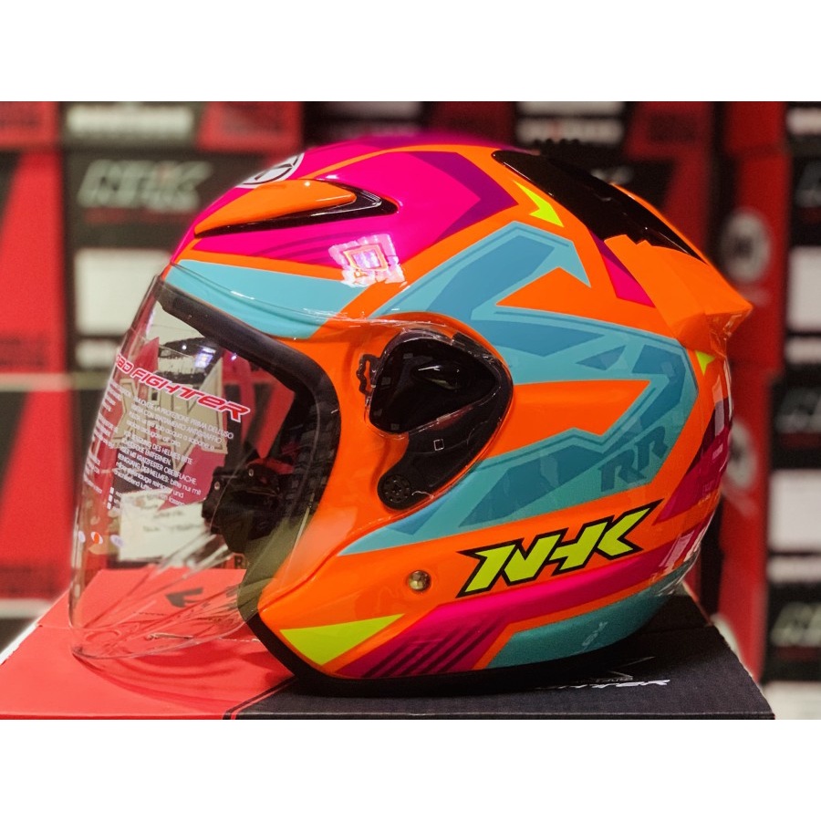 NHK HELM R6 STARCO | ORANGE FLUO PINK TOSCA | HALF FACE SINGLE VISOR