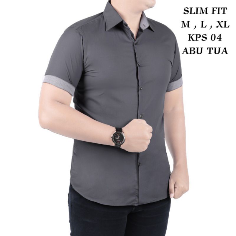 KEMEJA POLOS PREMIUM LENGAN PENDEK SLIMFIT