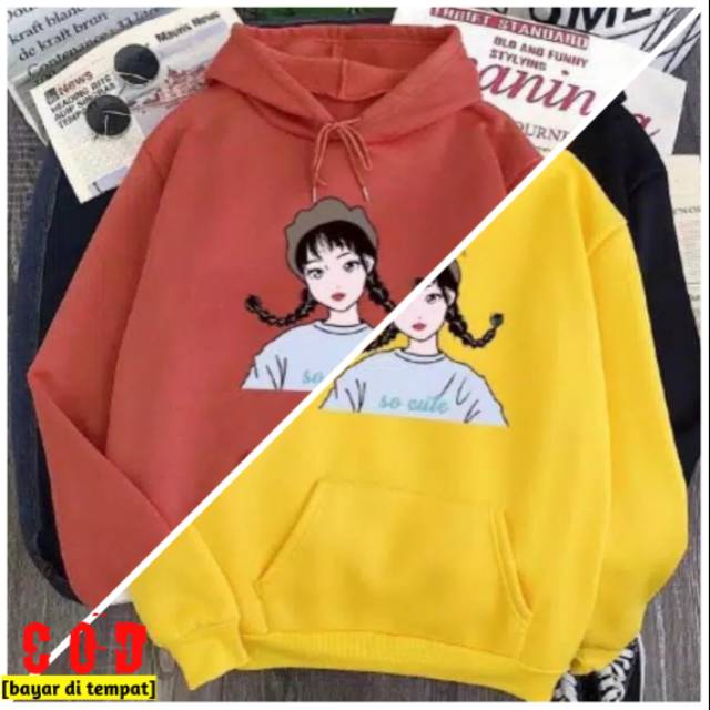 SWEATER HOODIE WANITA SO CUTE / STYLE KOREAN /KADO PACAR