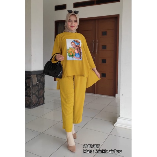 SET CRINKLE AIRFLOW OVERSIZE // SETELAN BAJU WANITA VIRAL// BAJU KATUN KOMBET BAHAN CRINKLE // BISAC