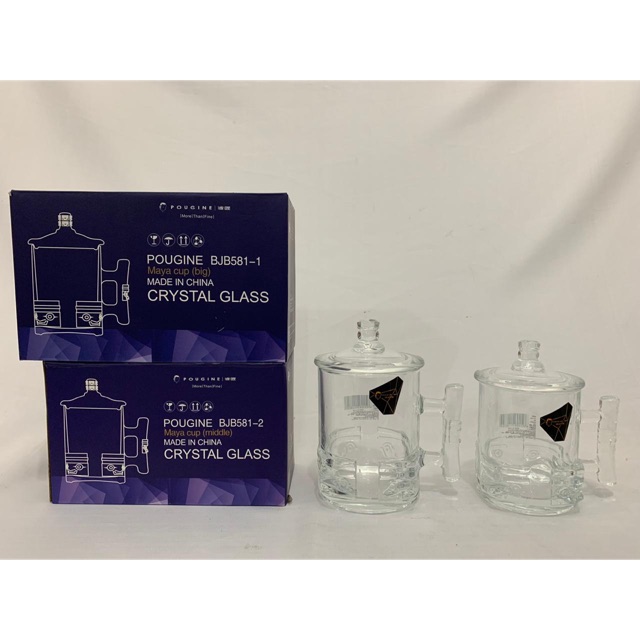Mug set kaca pougine + tutup 360ml ( 2pcs )