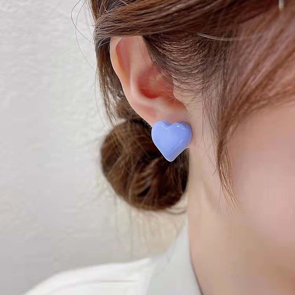 Mxbeauty Wanita Stud Earrings Kepribadian Temperamen Trendi Cinta Hati Permen Warna Alloy Ear Studs