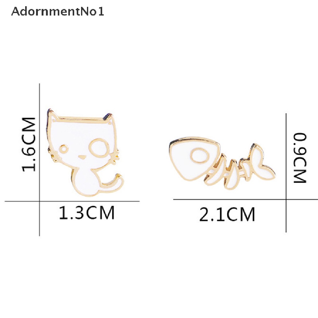 (AdornmentNo1) 2pcs / Set Bros Pin Bentuk Tulang Ikan / Kucing Untuk Aksesoris Jaket Denim / Hadiah
