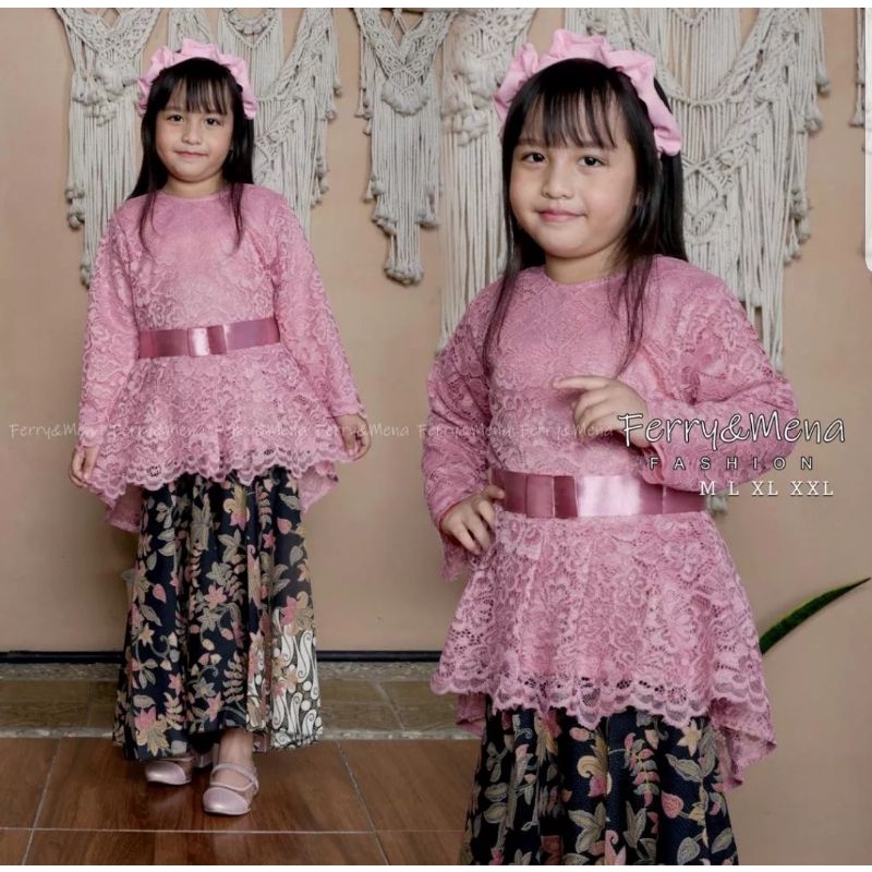 One Set Tunik Brukat Aurora pita Anak//Set Tunik Anak modern//kebaya anak terbaru//seragam anak/kebaya pesta anak/baju kebaya/pakaian tradisional anak