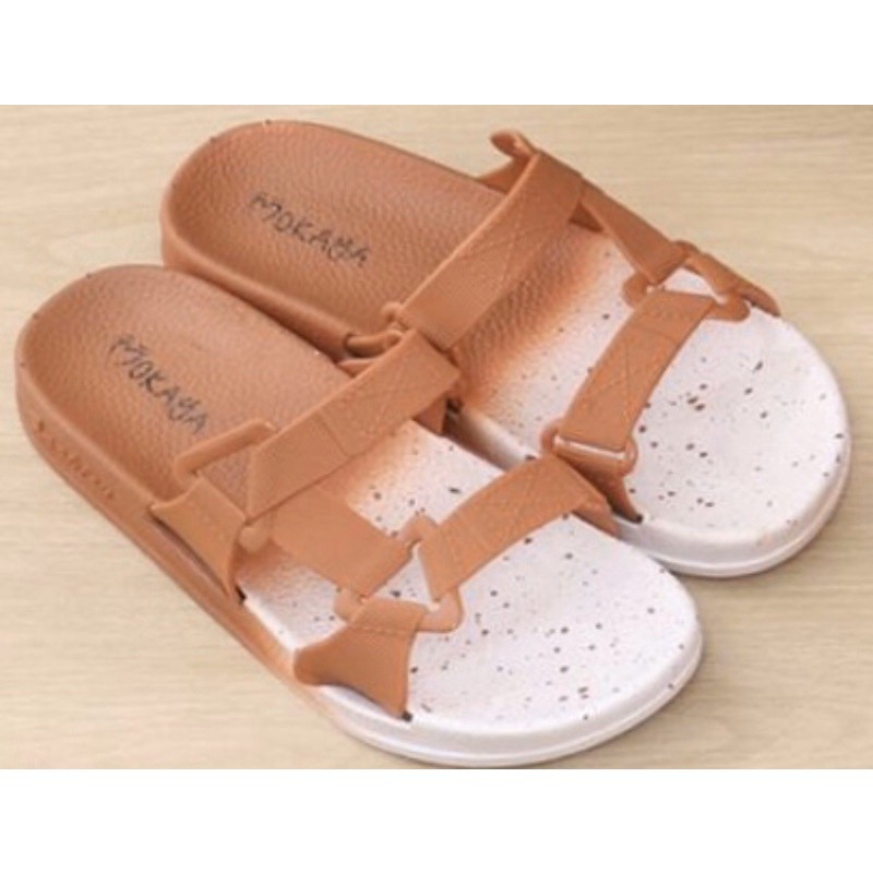 [BEST SELLER] Sandal Slop Semi Let Gunung Wanita Warna Sembur Tali Sambung Keren Import Mokaya/Size 37-41(2059-B1)-Cokelat