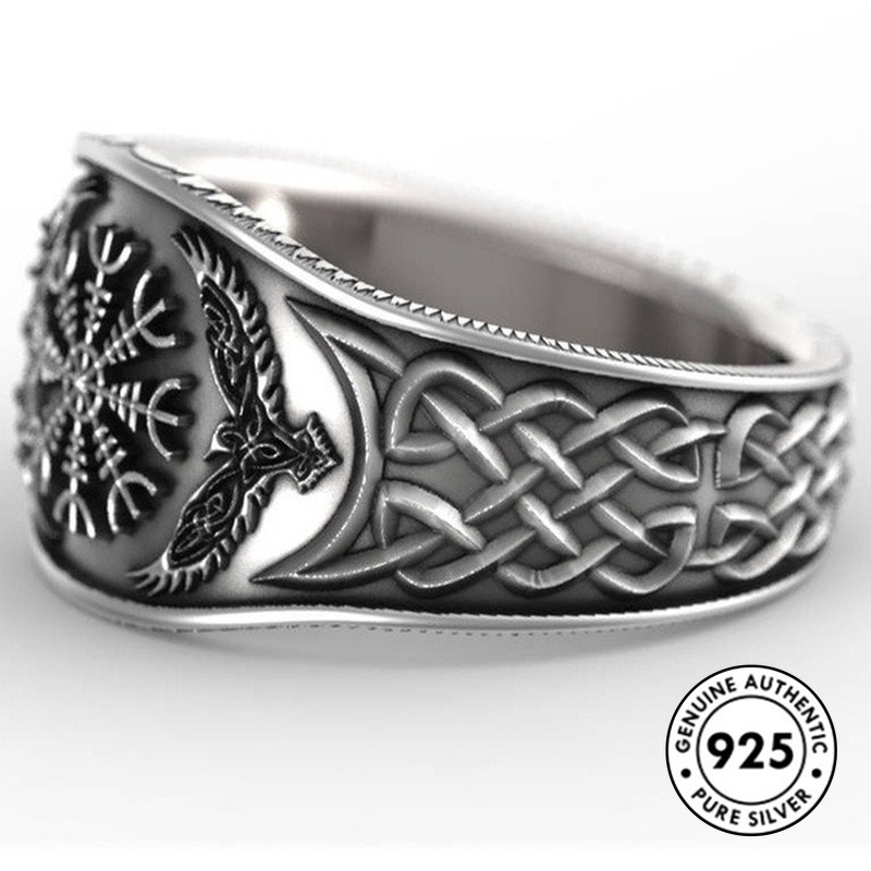 Cincin Lapis Silver S925 Motif Graffiti Gaya Retro Untuk Wanita