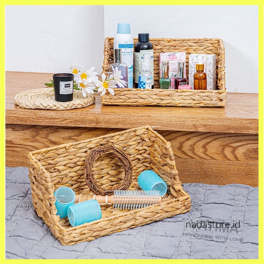 Hand Woven Organizing , Rack Bumbu , Laci , Decorative Wicker Storage Basket Water Hyacinth Wicker