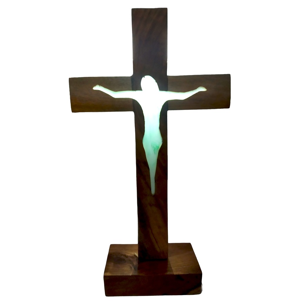 salib corpus resin warna biru 30cm