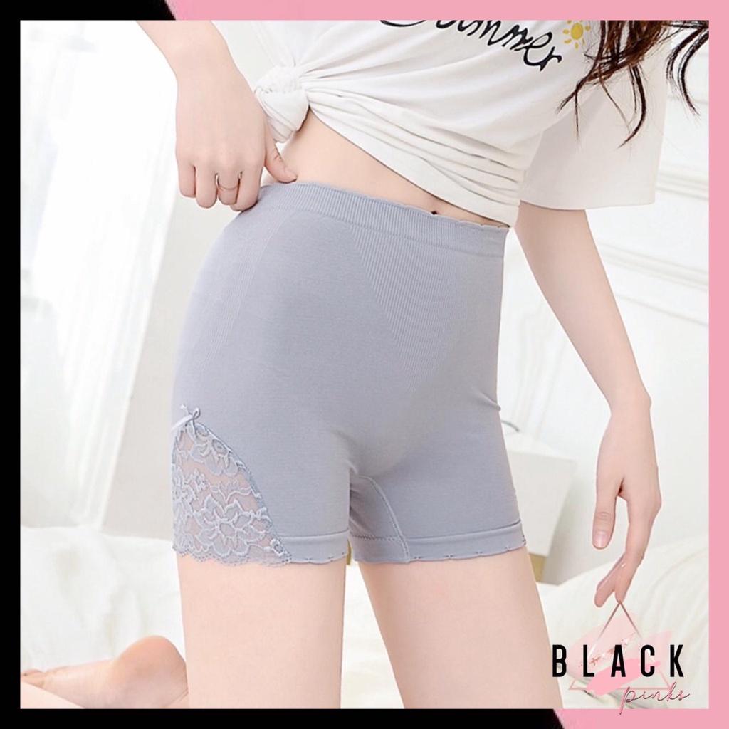 Blackpink Celana Pendek Renda Pita Wanita Underware Model Seamless  Motif Bunga Import 1146