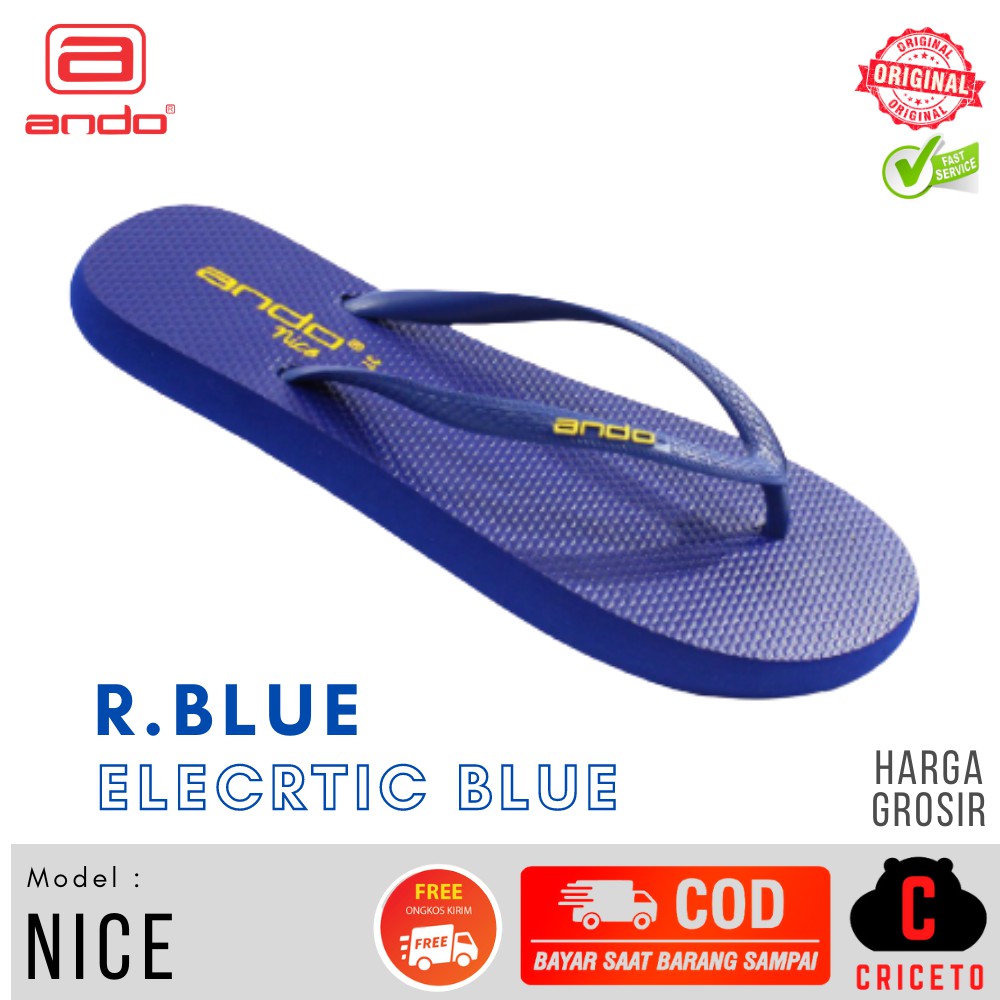 Sandal Jepit Wanita Basic ANDO NICE Aneka Warna Size 36-40 Grosir-R.Blue