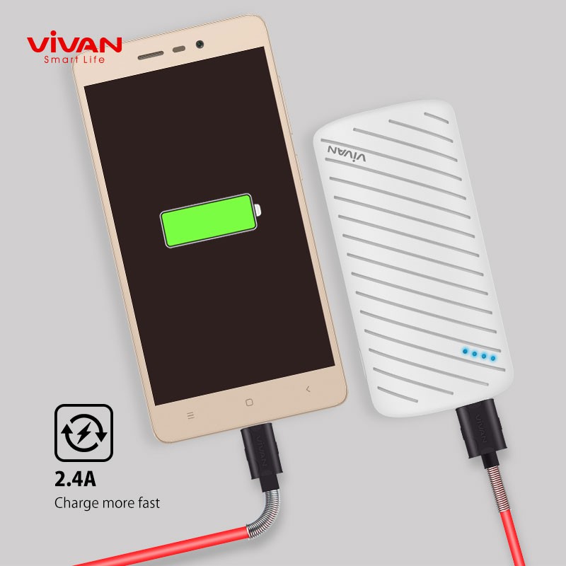 Charger HP VIVAN Dual USB 2.4A White DD01 + Kabel Micro USB Android Red FM100 Original