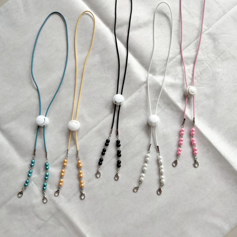 Asesoris Konektor Strap Kalung Masker Hijab Mutiara 2 in 1 2in1