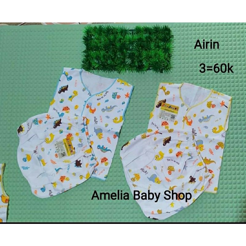 AIRIN BABY Setelan Pendek Bayi Newborn/ Setelan Singlet Bayi Baru Lahir / Baju Bayi Baru Lahir Set /