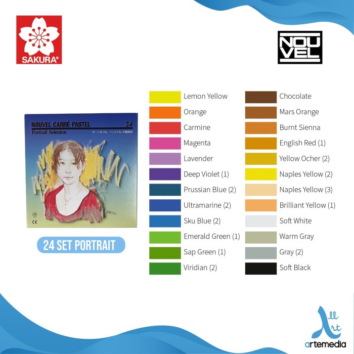 

PASTEL-DRY-OIL- SOFT PASTEL SAKURA SET 24 PORTRAIT NOUVEL CARRE PASTEL -OIL-DRY-PASTEL.