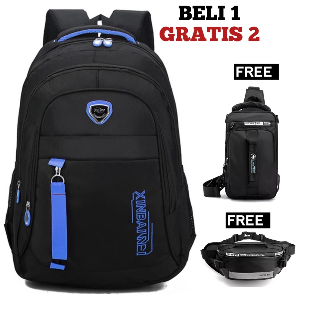 BUY 1 GET 2 - Tas Pria ZB RDN 069 Distro Raindoz Bandung Ransel Punggung Backpack Cowok Keren Sek BRAN NB-Tp BJ