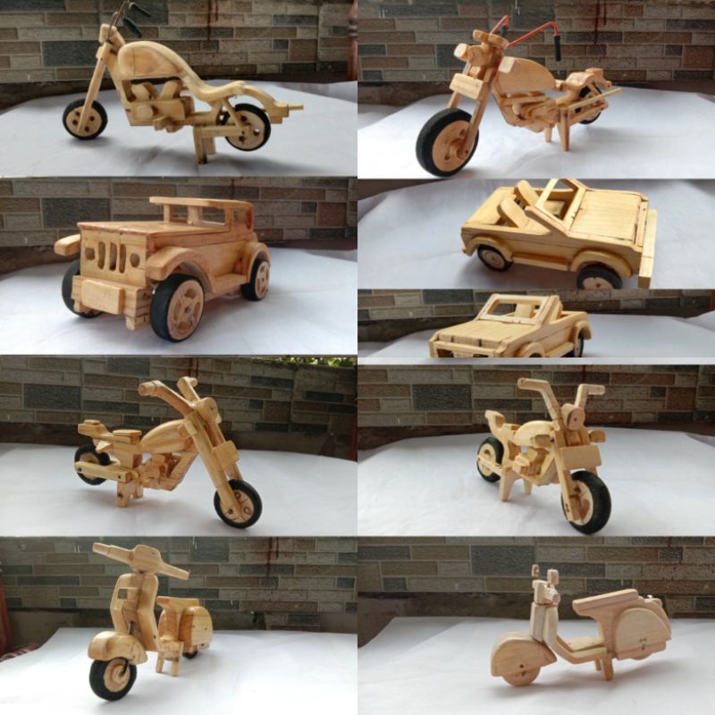 🪵Wooden Miniature🪵 / miniatur kayu , miniatur motor kayu/ miniatur mobil kayu