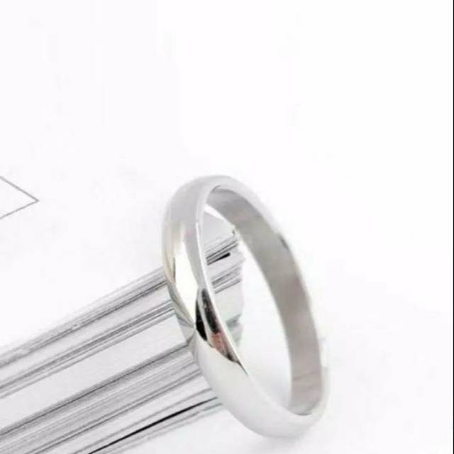 Cincin couple Titanium Stainless steel cembung kecil anti karat selamanya Fashion Ring pria wanita